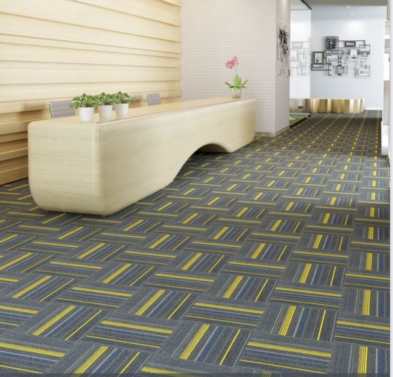grey wall-to-wall carpet tiles